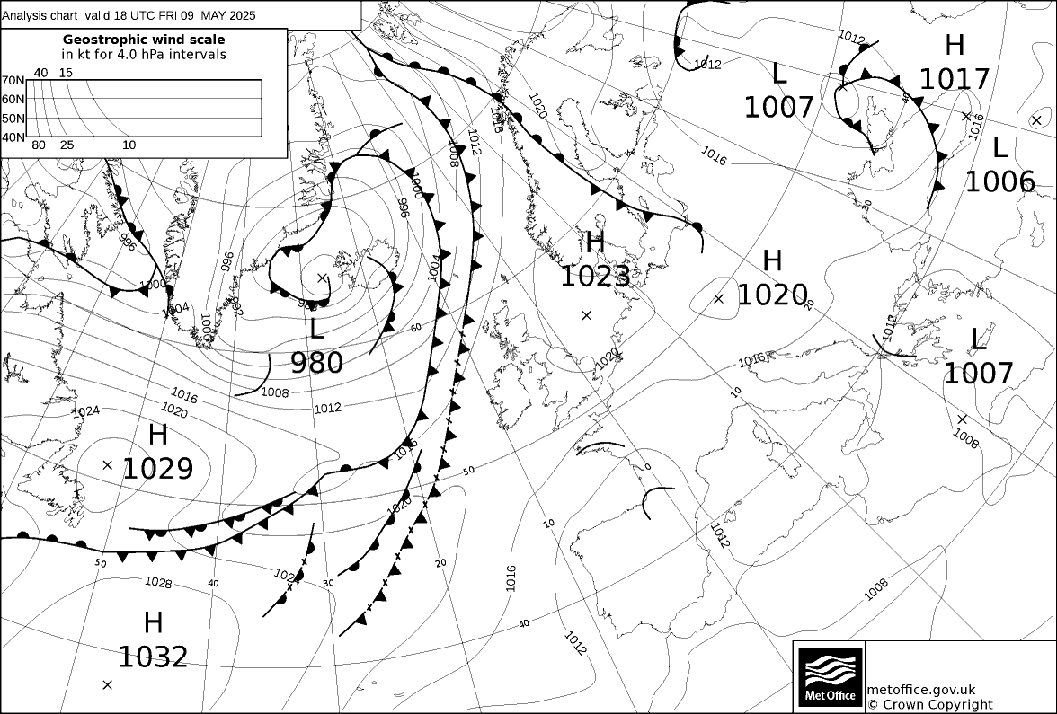 Synoptic weather charts from the UK Met Office